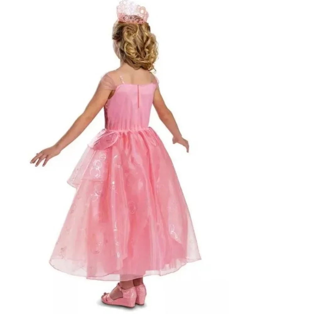 Wicked Glinda & Wand Halloween Costume 7/8 The Good Witch Pink Deluxe Girls - Picture 8 of 10